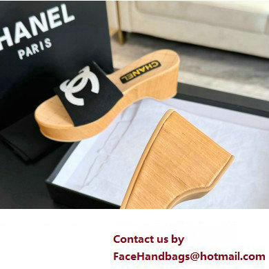 Chanel Fabric  &  Patent Calfskin Mules G45555 Black 2024